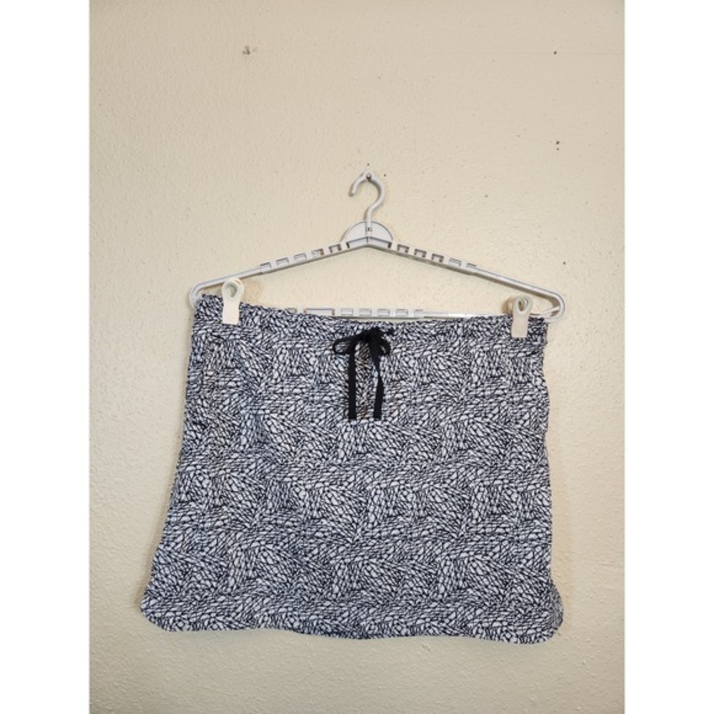 Riders by Lee Womens Skort Athletic Drawstring Black White Geometric Print 22